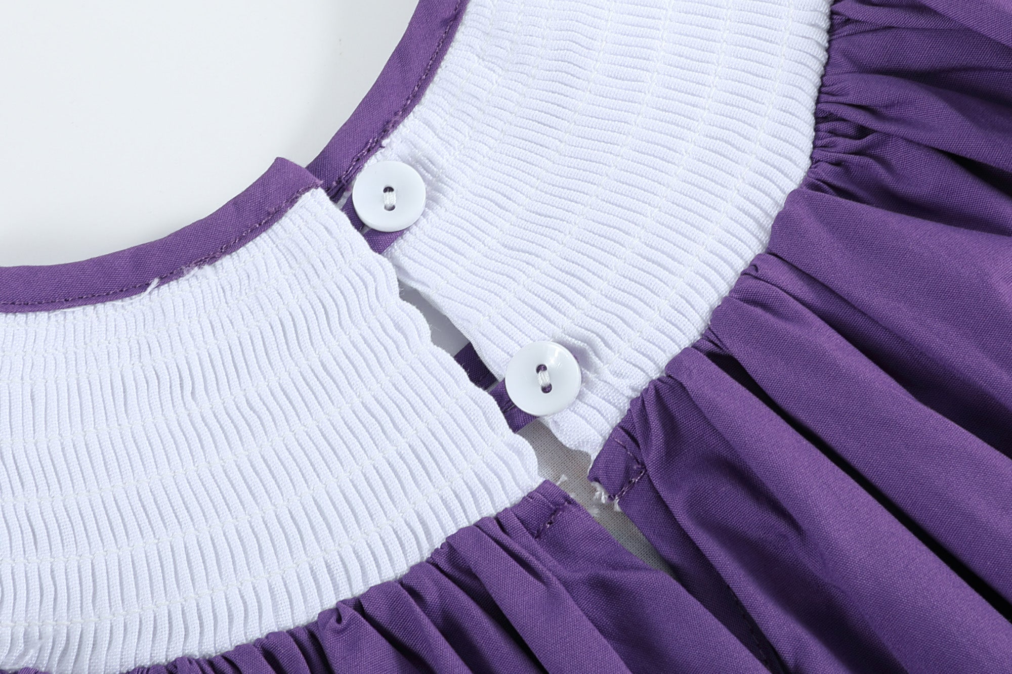 Purple And Gingham Mardi Gras Smocked Bishop Dress