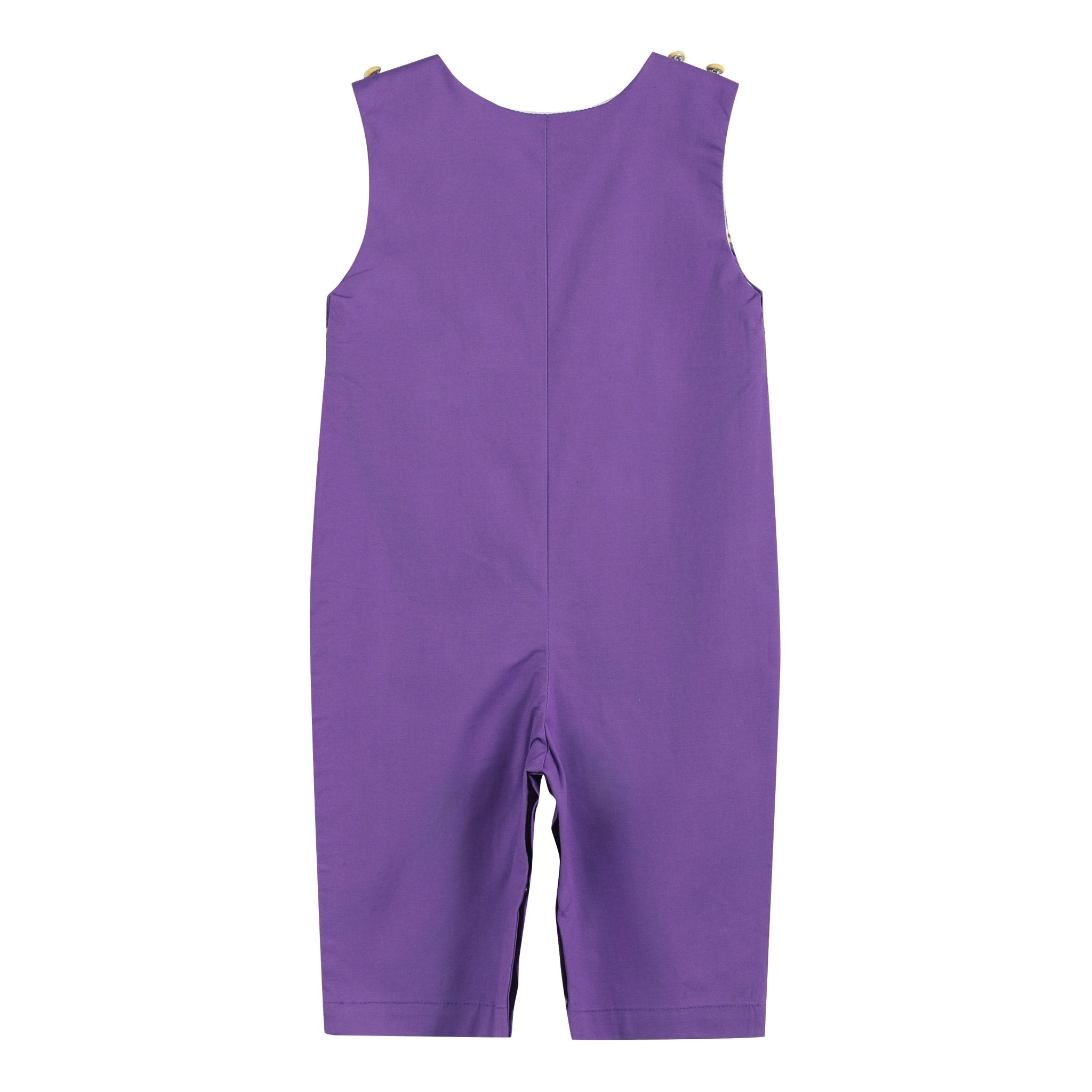 Purple And Gold Football Smocked Overalls