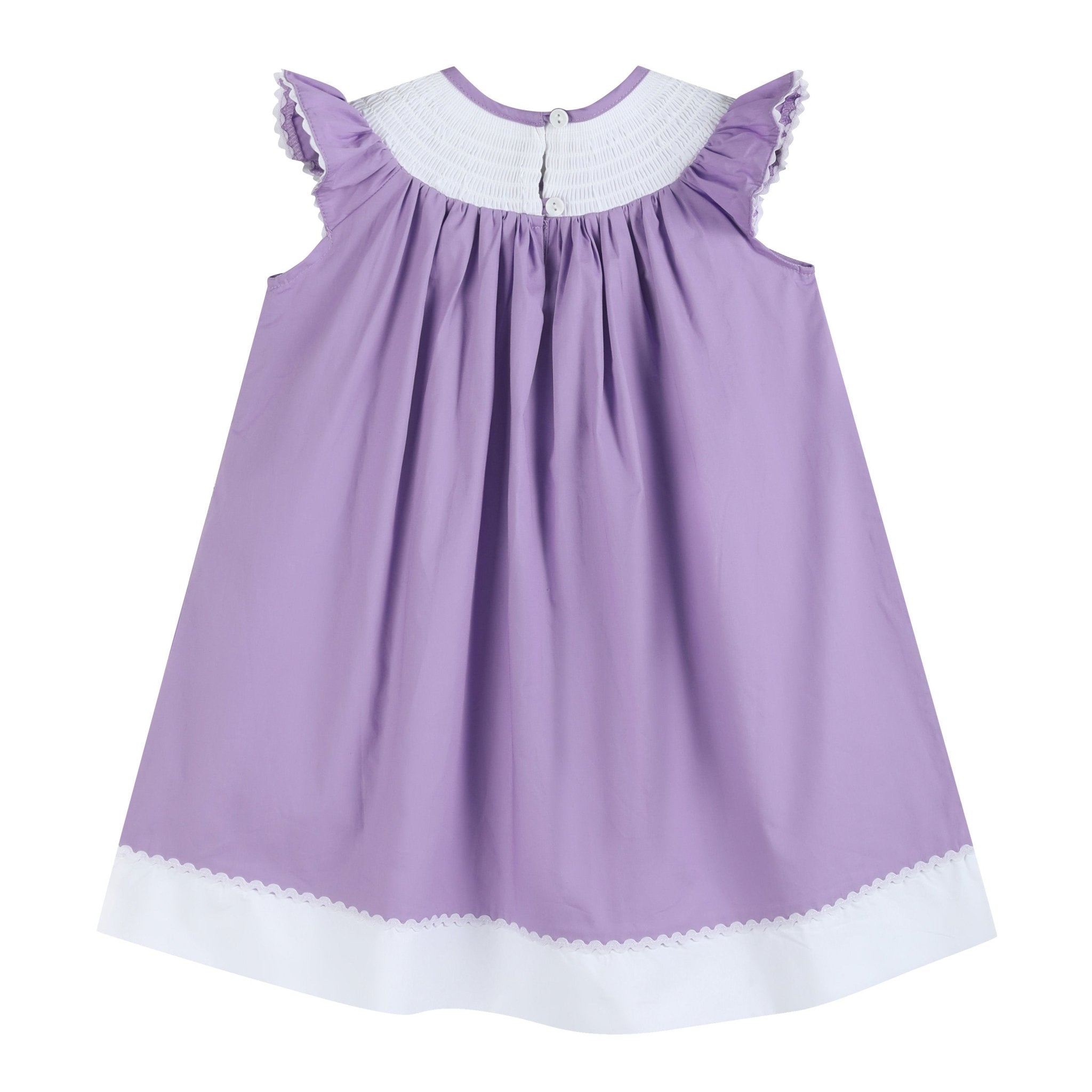 Purple Easter Bunny Smocked Bishop Dress
