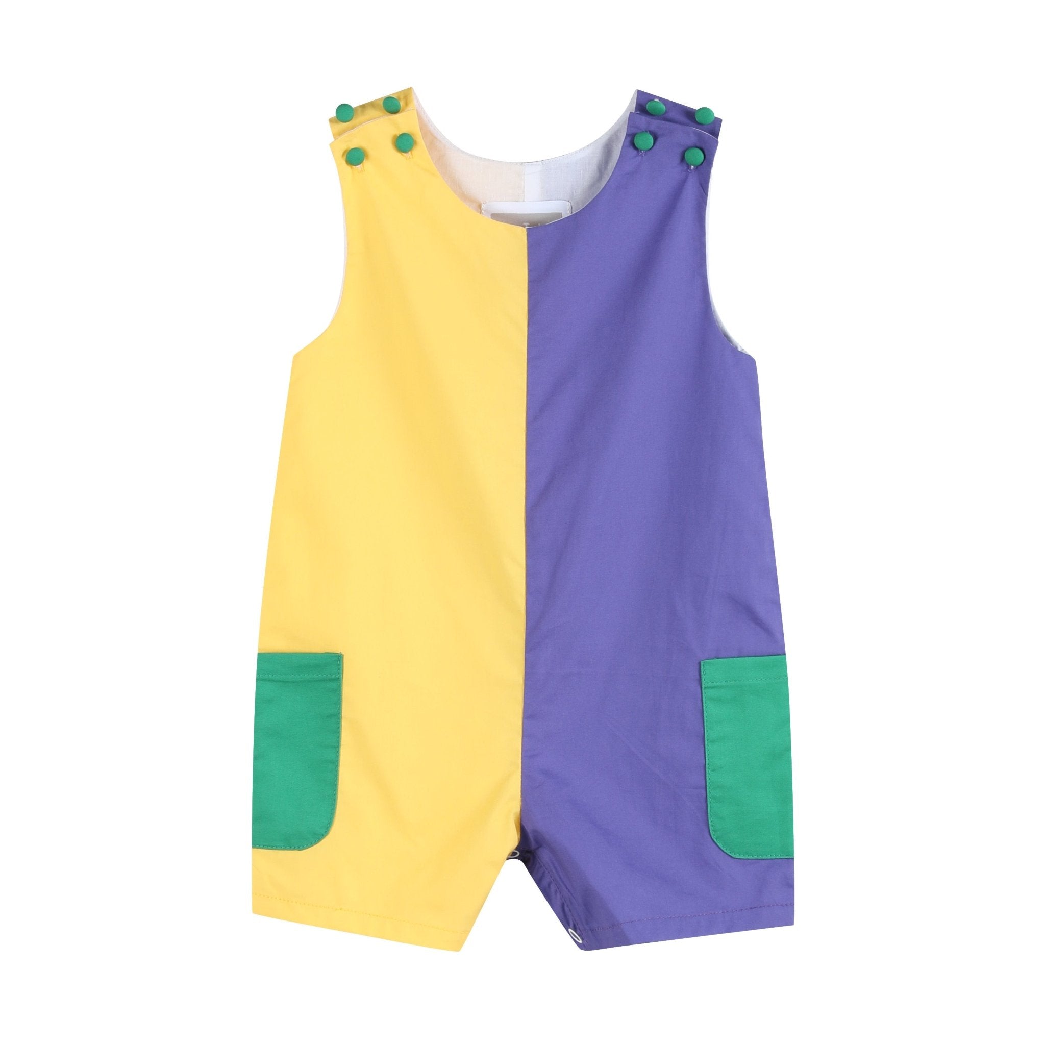 Purple, Green And Gold Mardi Gras Shortalls