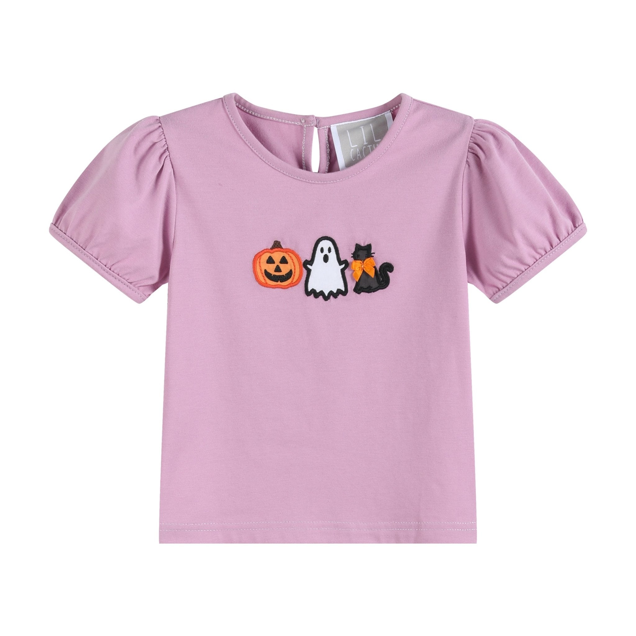 Purple Halloween Ruffle Top And Gray Skort Set