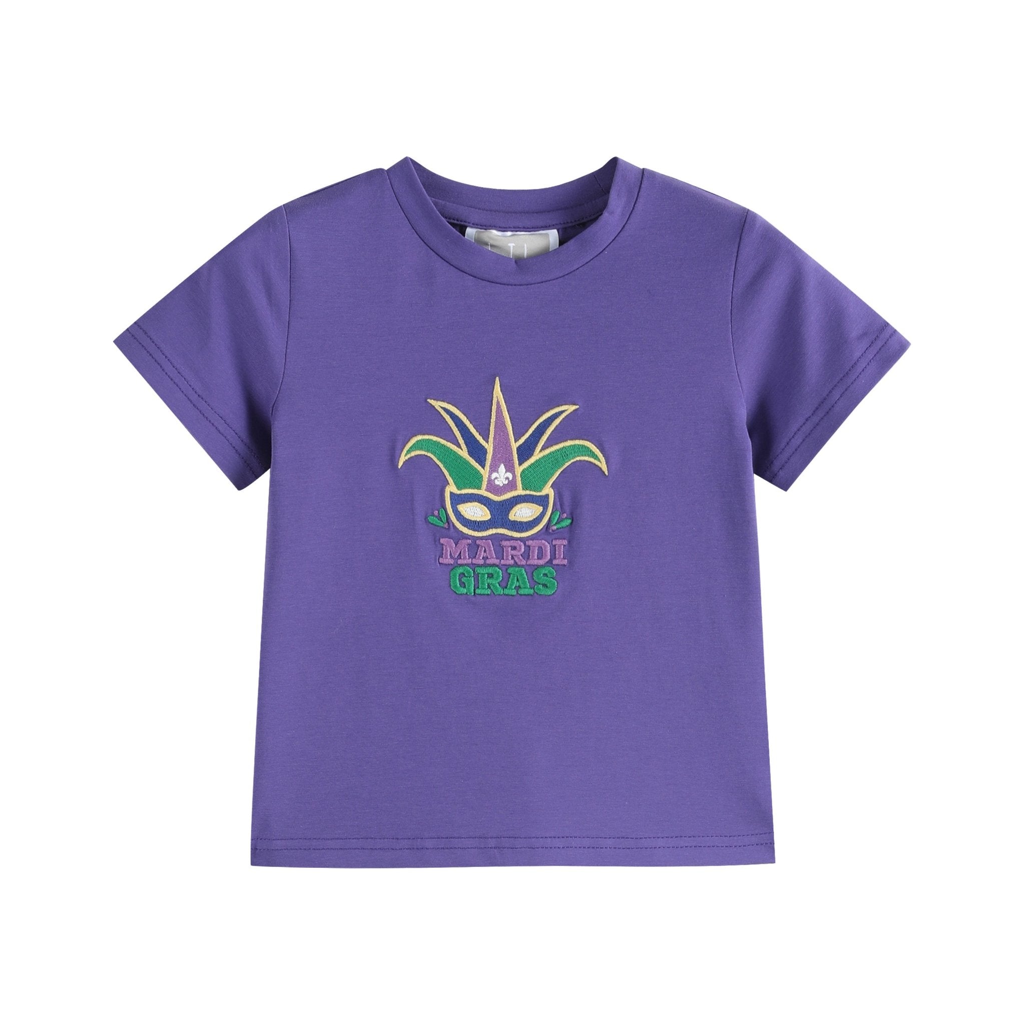 Purple Mardi Gras Applique Shirt And Shorts Set