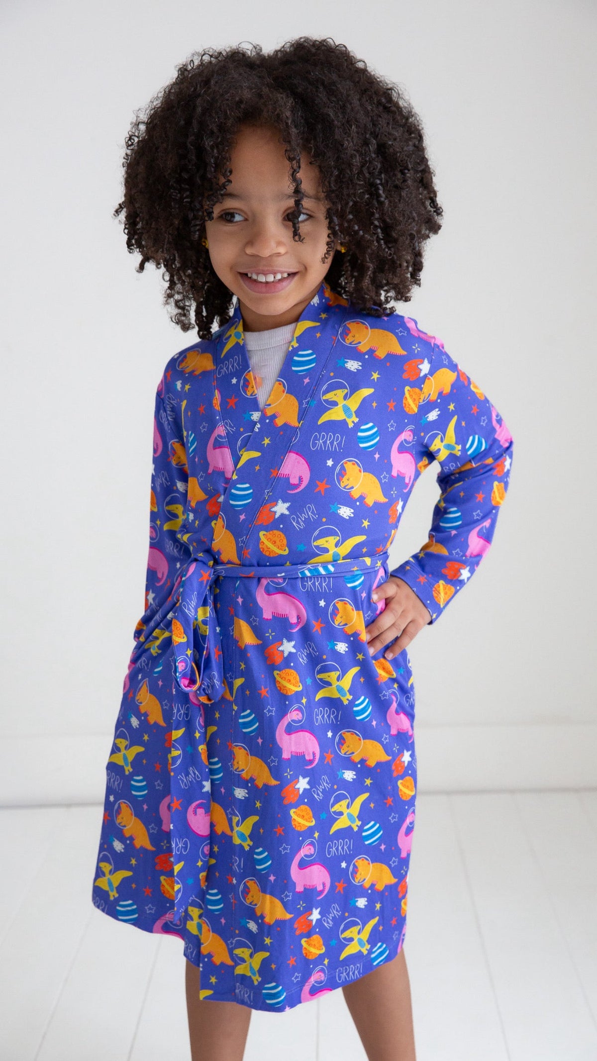 Space Dinosaur Bamboo Robe – Purple Or Electric Blue
