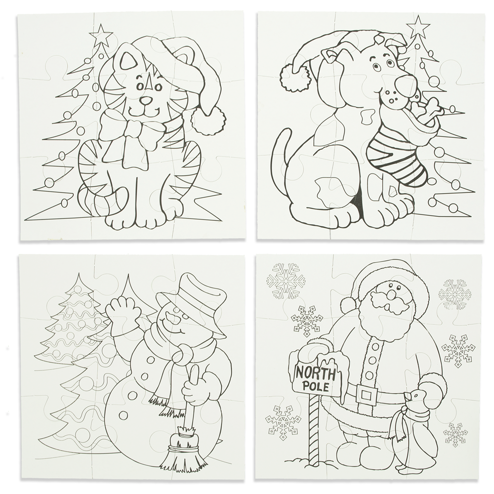 Set Of 12 Blank Christmas Puzzles