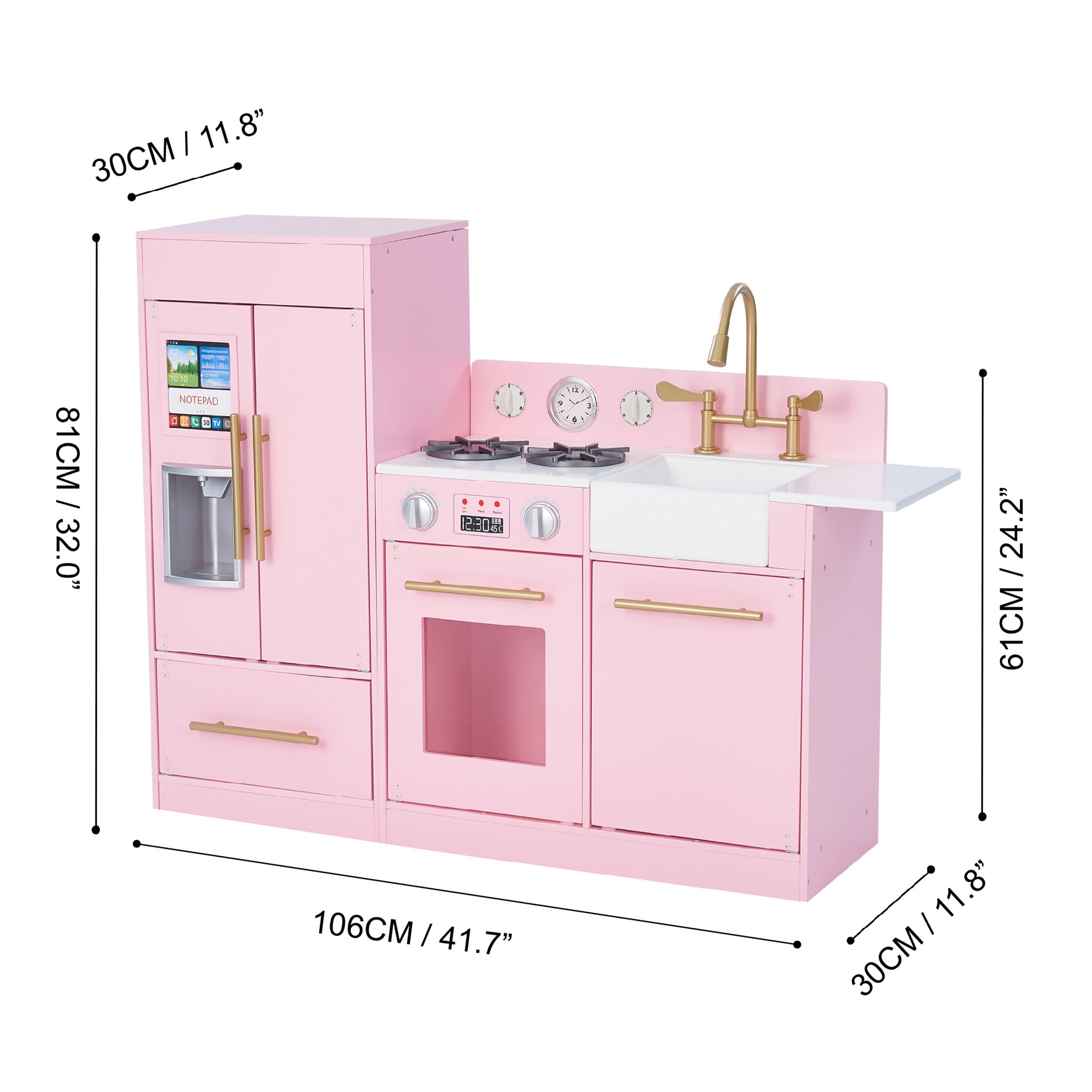 Little Chef Charlotte Play Kitchen & Refrigerator Set, Pink