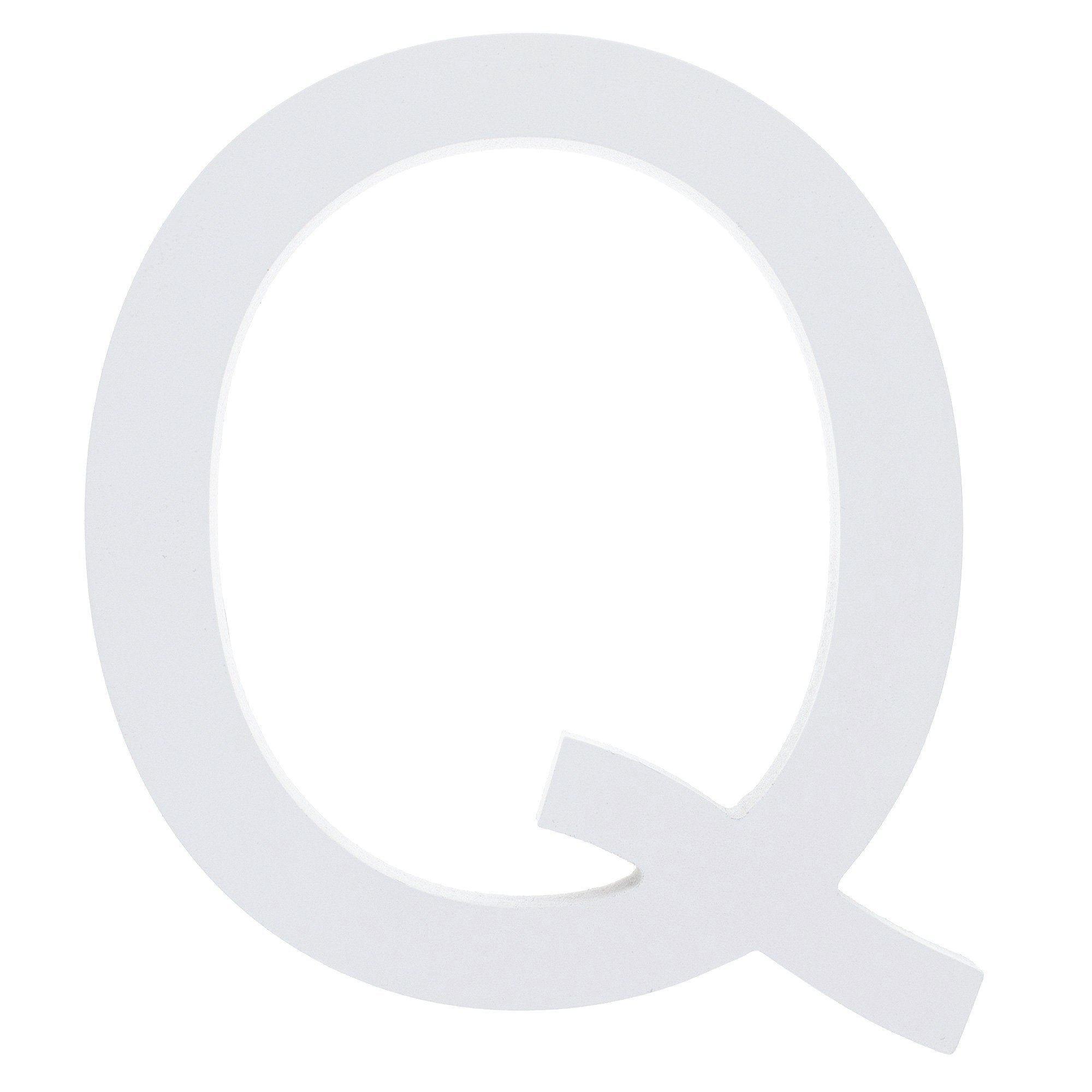 Arial Font White Painted Mdf Wood Letter Q (6 Inches)