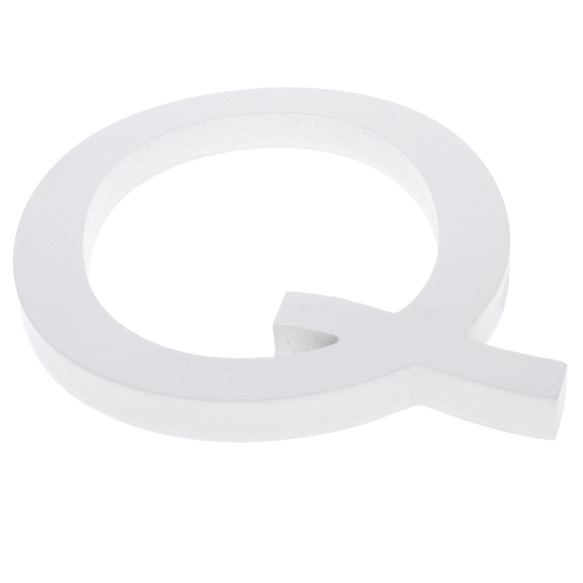 Arial Font White Painted Mdf Wood Letter Q (6 Inches)