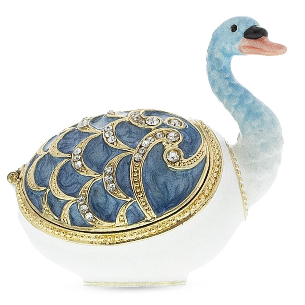 Jeweled Swan Trinket Box Figurine