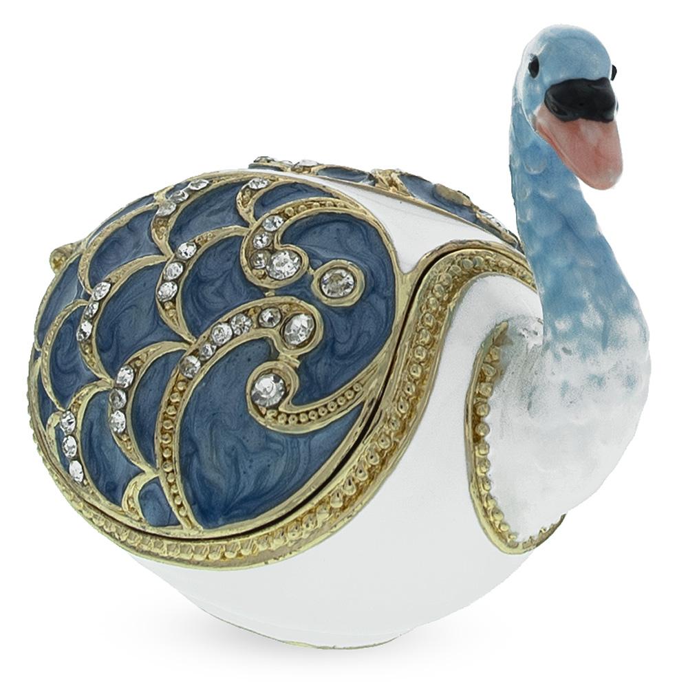 Jeweled Swan Trinket Box Figurine