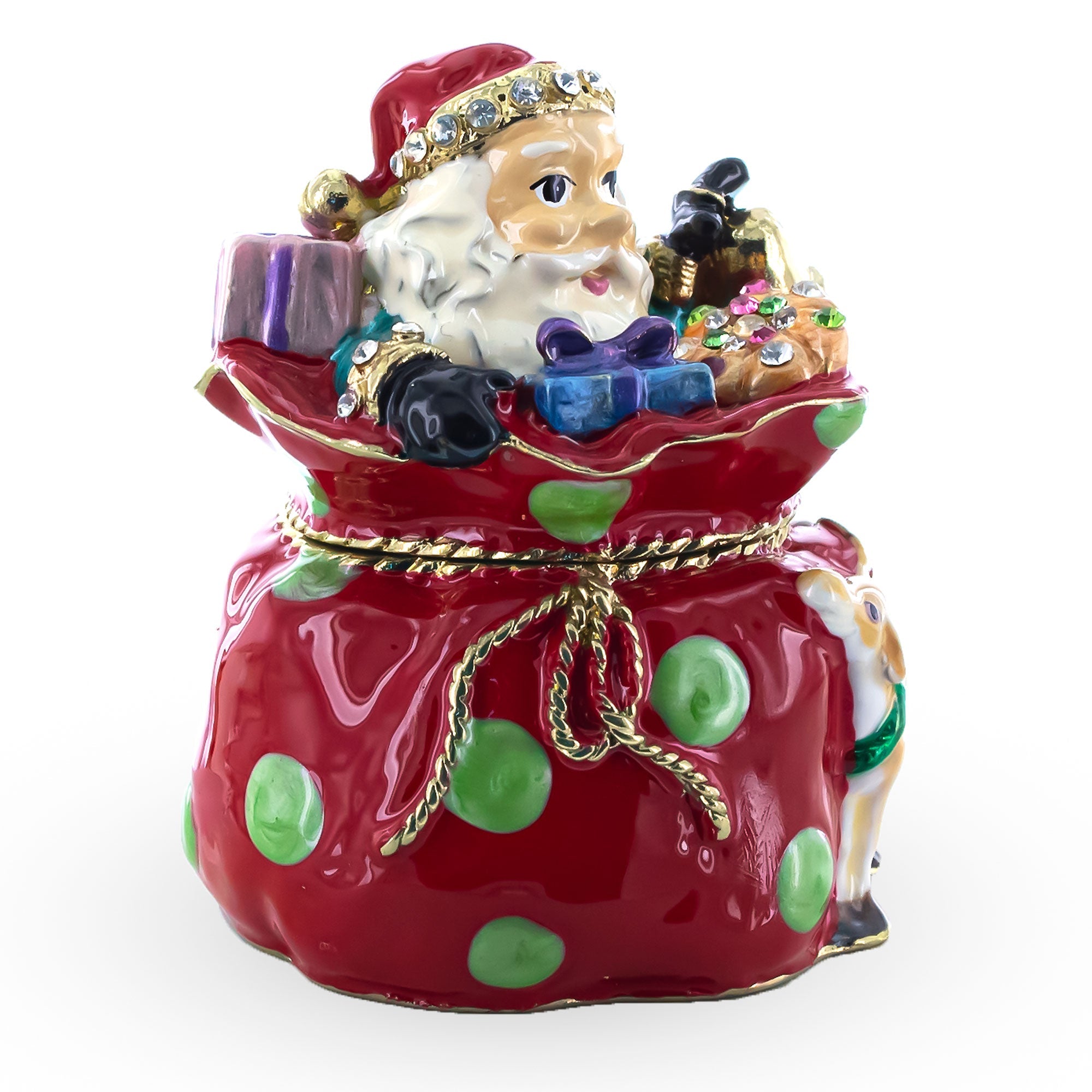 Santa In Gifts Bag Trinket Box Figurine