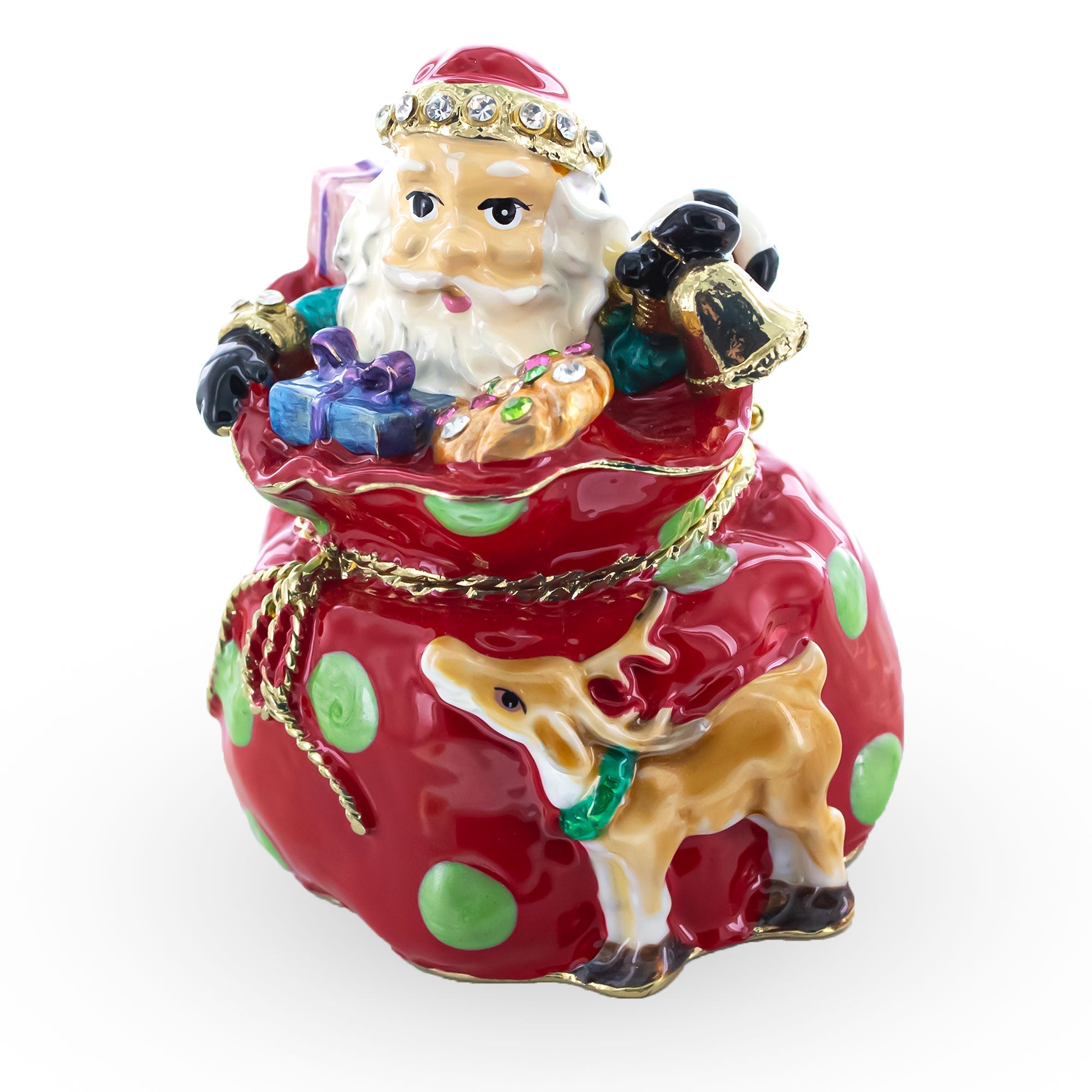 Santa In Gifts Bag Trinket Box Figurine