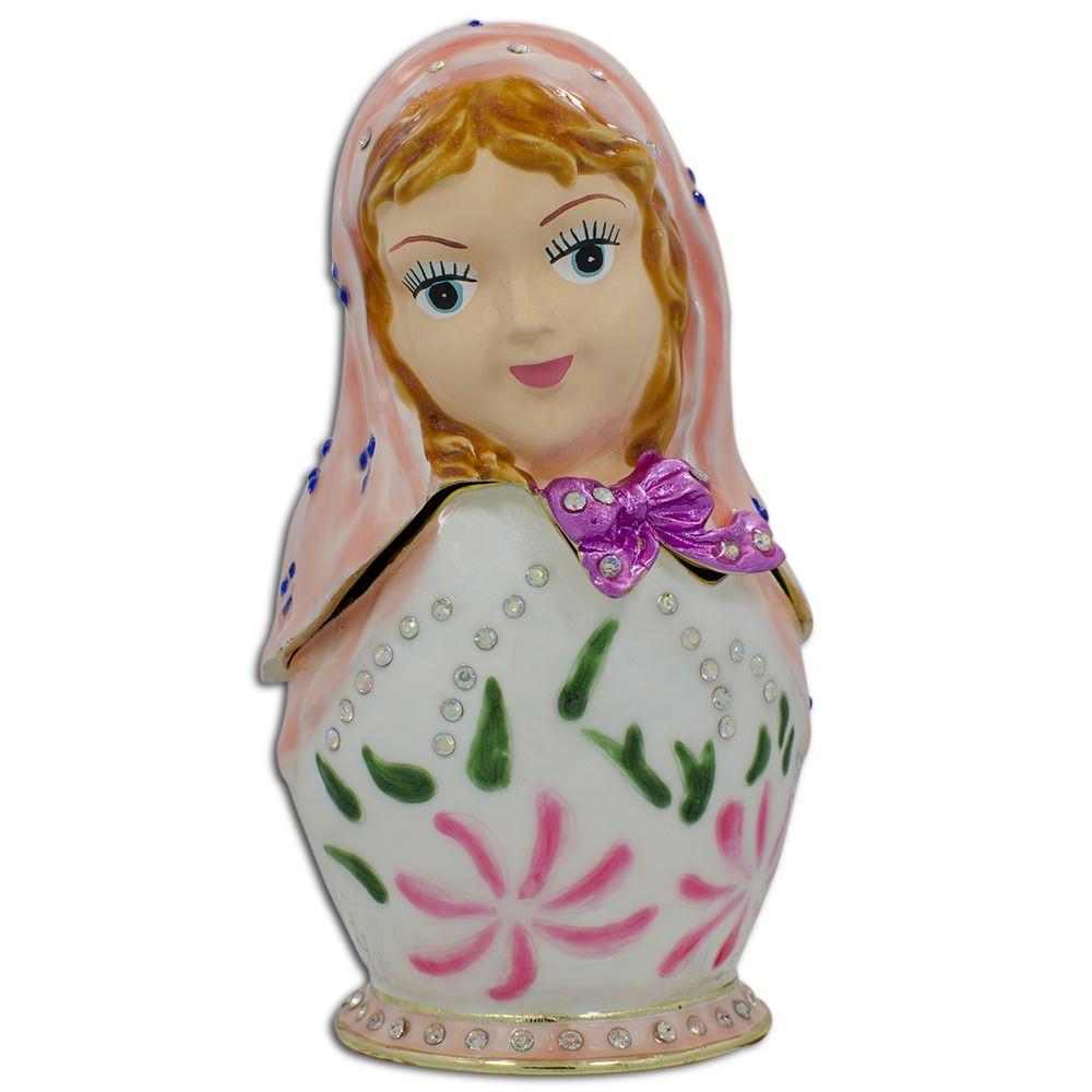 Jeweled Doll Trinket Box Figurine 4.75 Inches