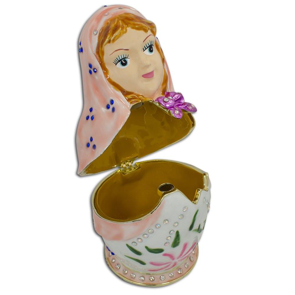 Jeweled Doll Trinket Box Figurine 4.75 Inches