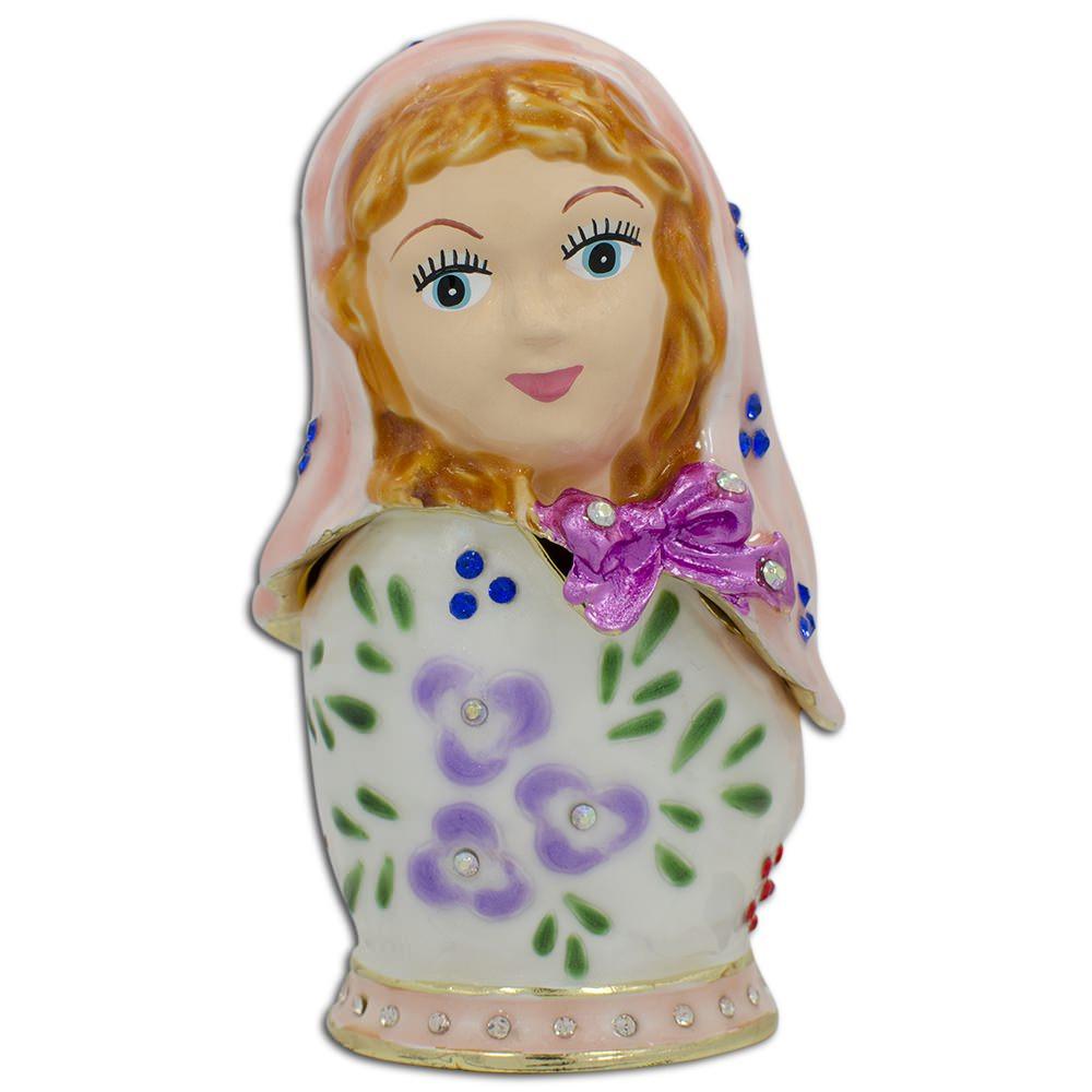 Jeweled Doll Jewelry Trinket Box Figurine 3 Inches