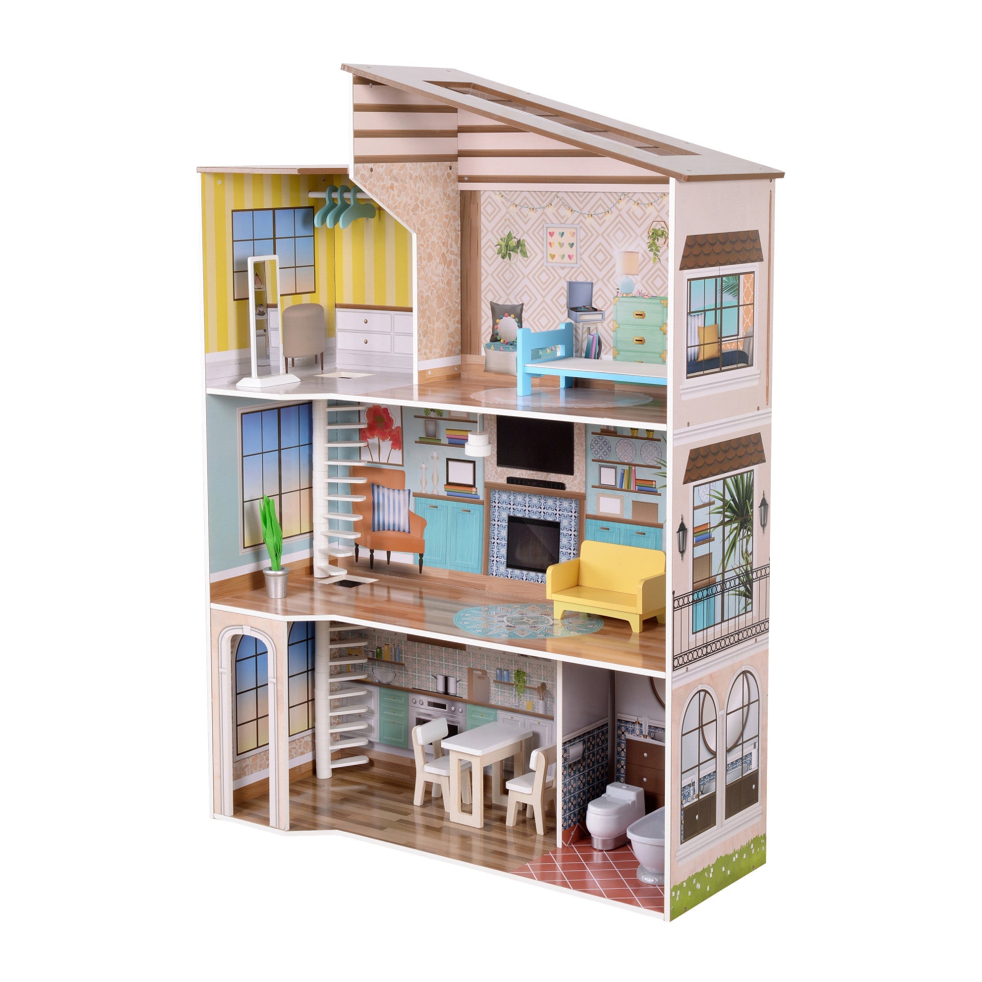 Olivia's Little World Wooden Dreamland Mediterranean Dollhouse Set