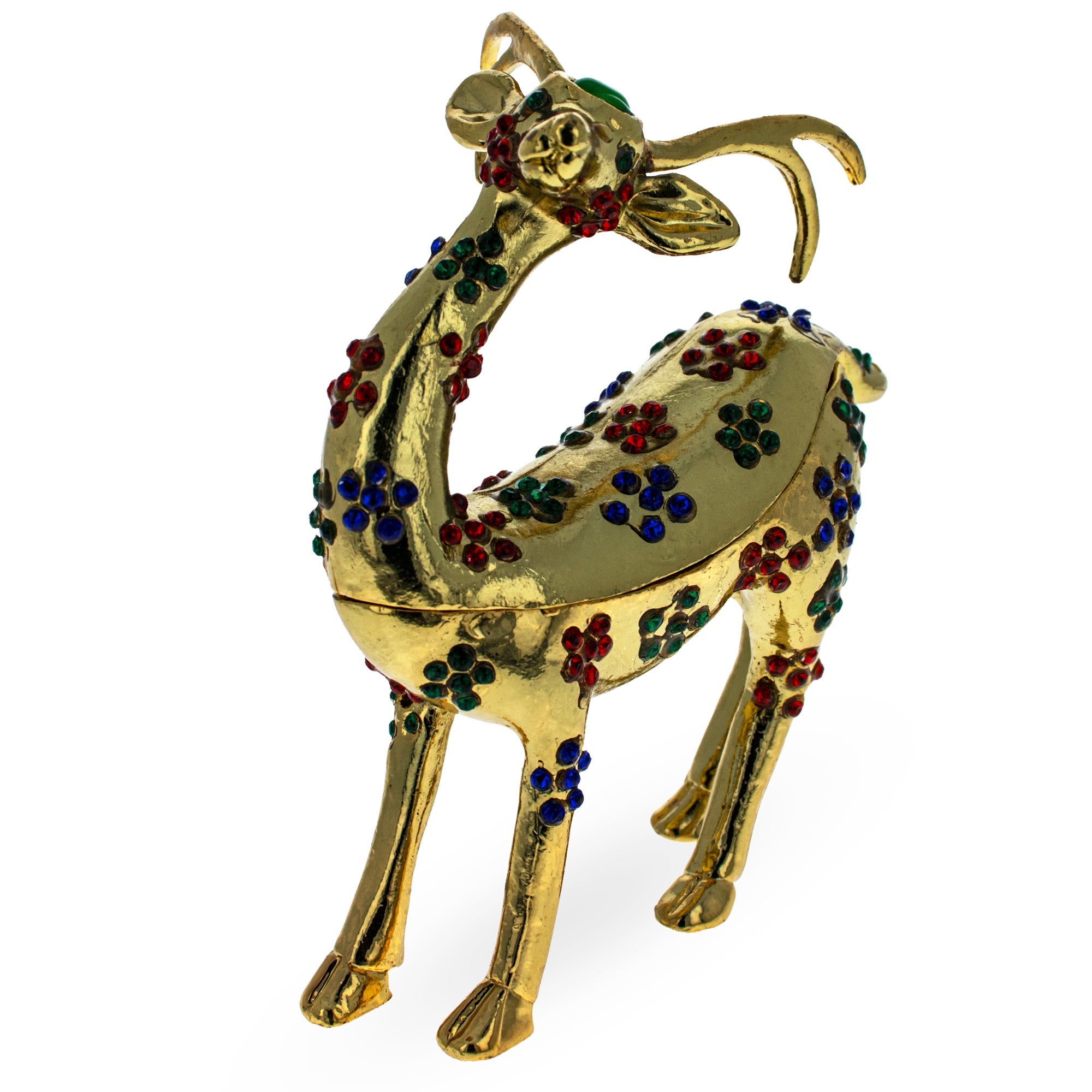 Jeweled Reindeer Trinket Box Figurine