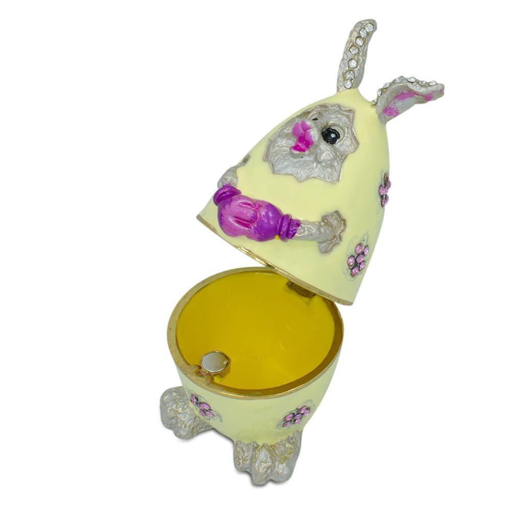 Bunny In The Easter Egg Metal Trinket Box Figurine