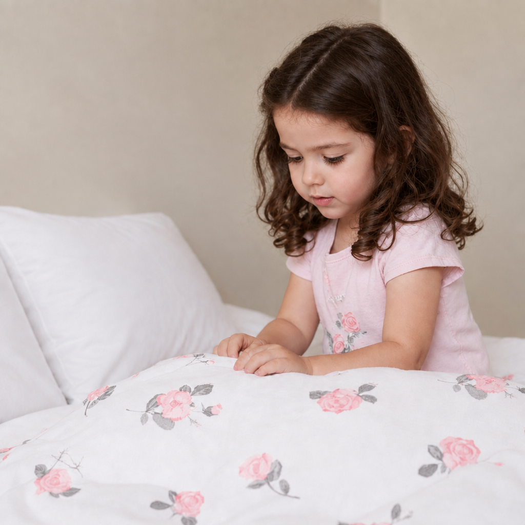 Quilted Blanket - Roses White