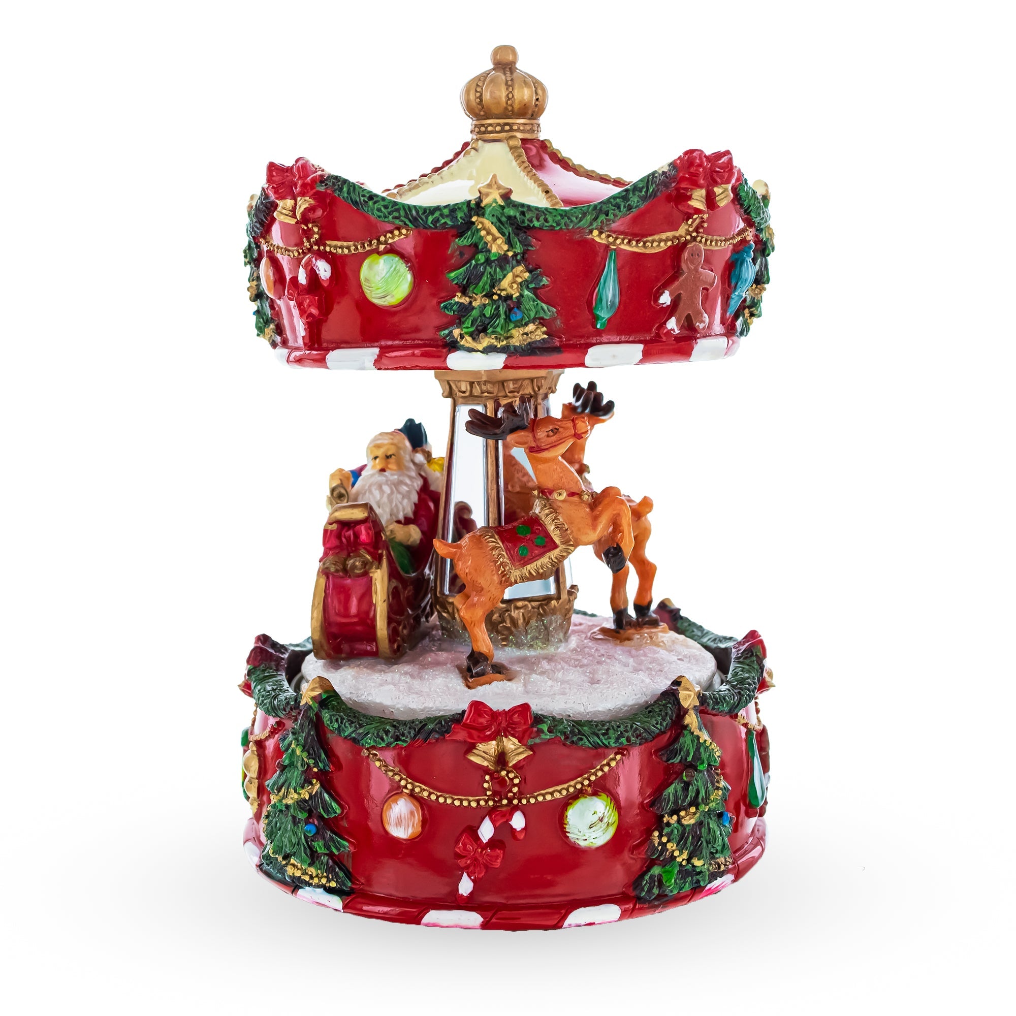 Santa's Reindeer Carousel: Spinning Christmas Musical Box With Delightful Motion