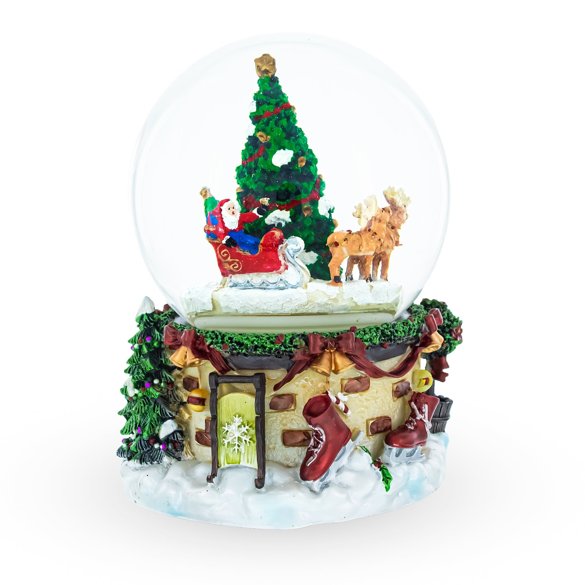 Rotating Santa's Tree Serenade: Musical Water Globe With Santa By Christmas Tree