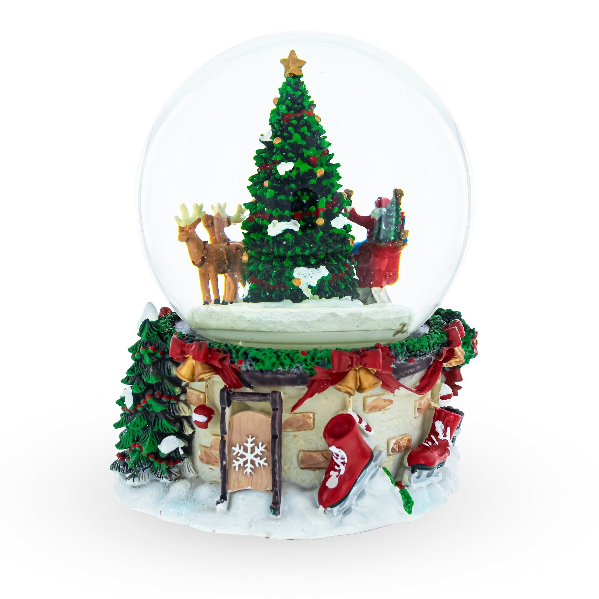 Rotating Santa's Tree Serenade: Musical Water Globe With Santa By Christmas Tree