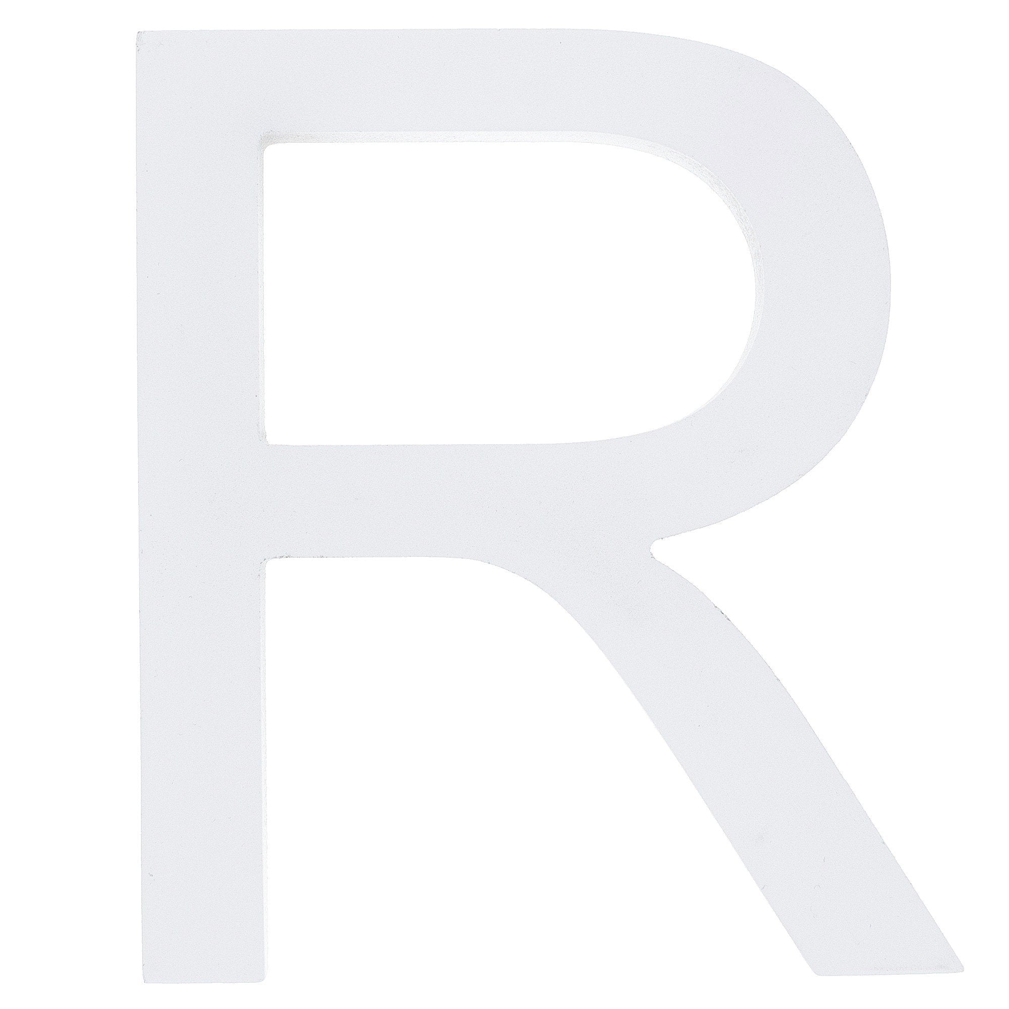 Arial Font White Painted Mdf Wood Letter R (6 Inches)