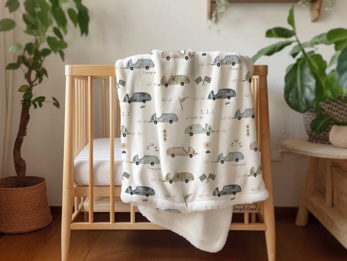 Vintage Race Cars - Vintage Baby Blanket