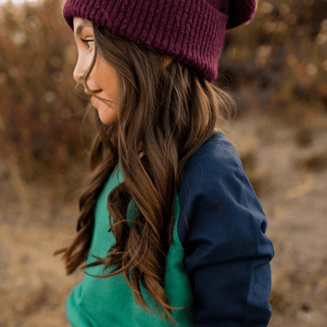 Stevie Raglan Sweatshirt - Hunter Green & Navy Color Block