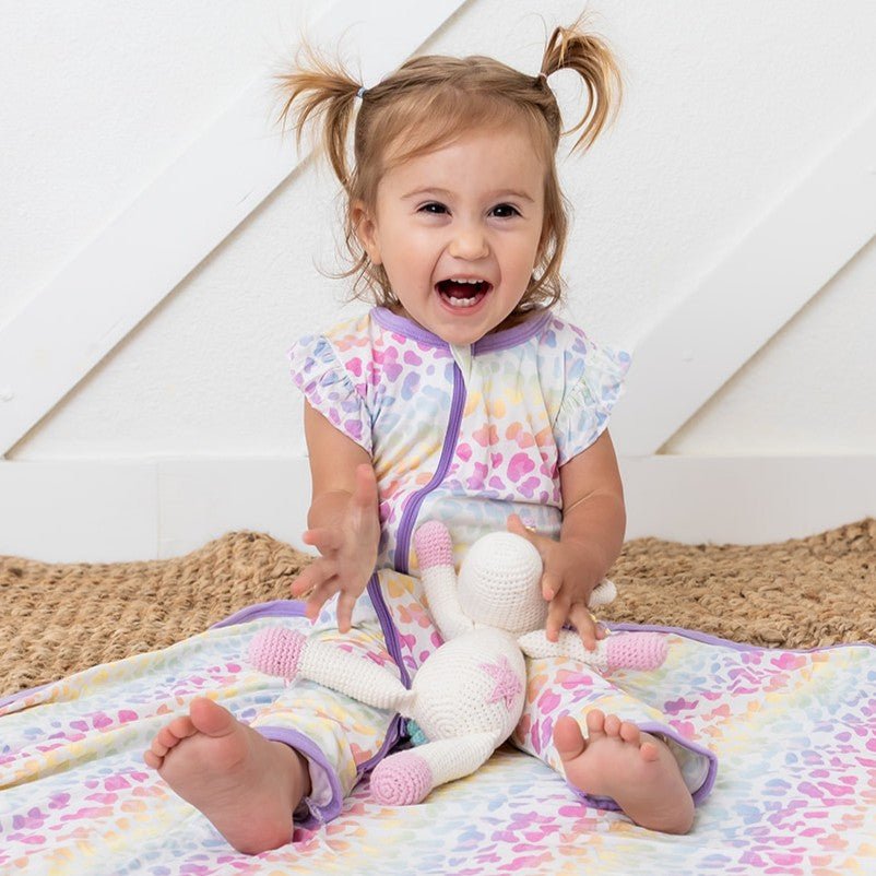 Rainbow Leopard Flutter Romper