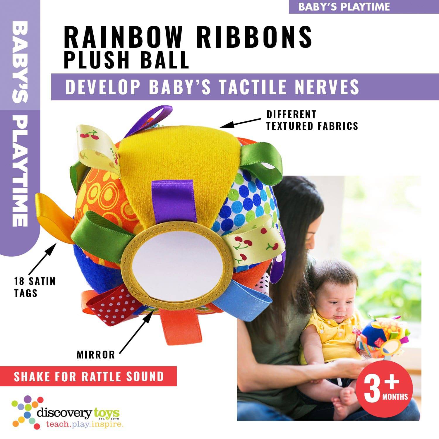 Rainbow Ribbons Plush Infant Sensory Toy