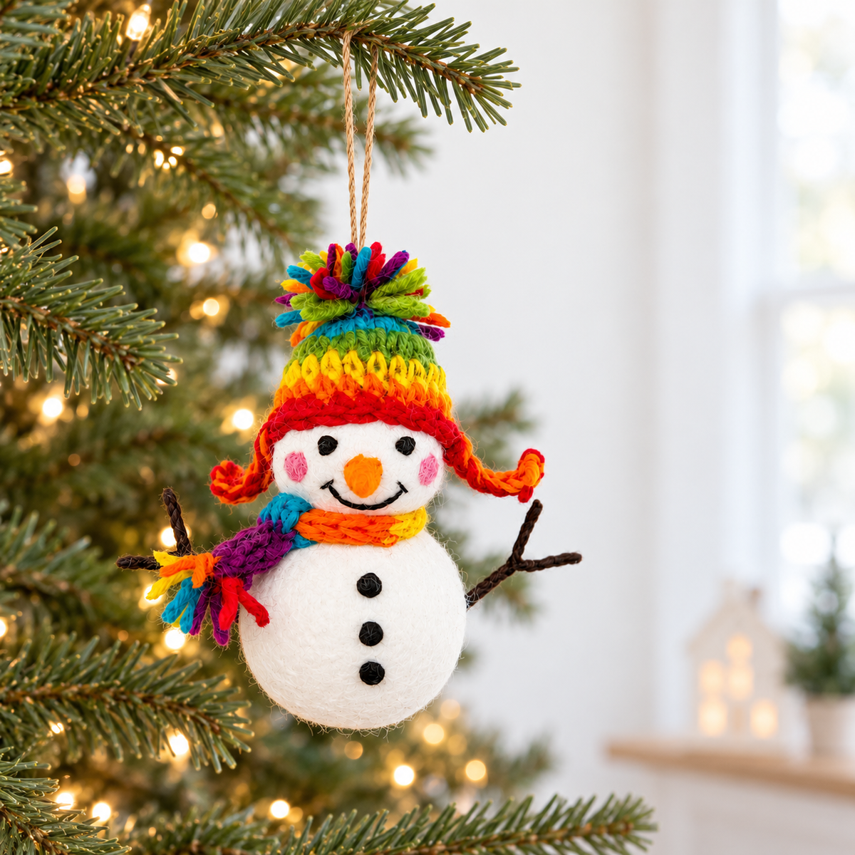 Snowman Ornament With Weaving Hat