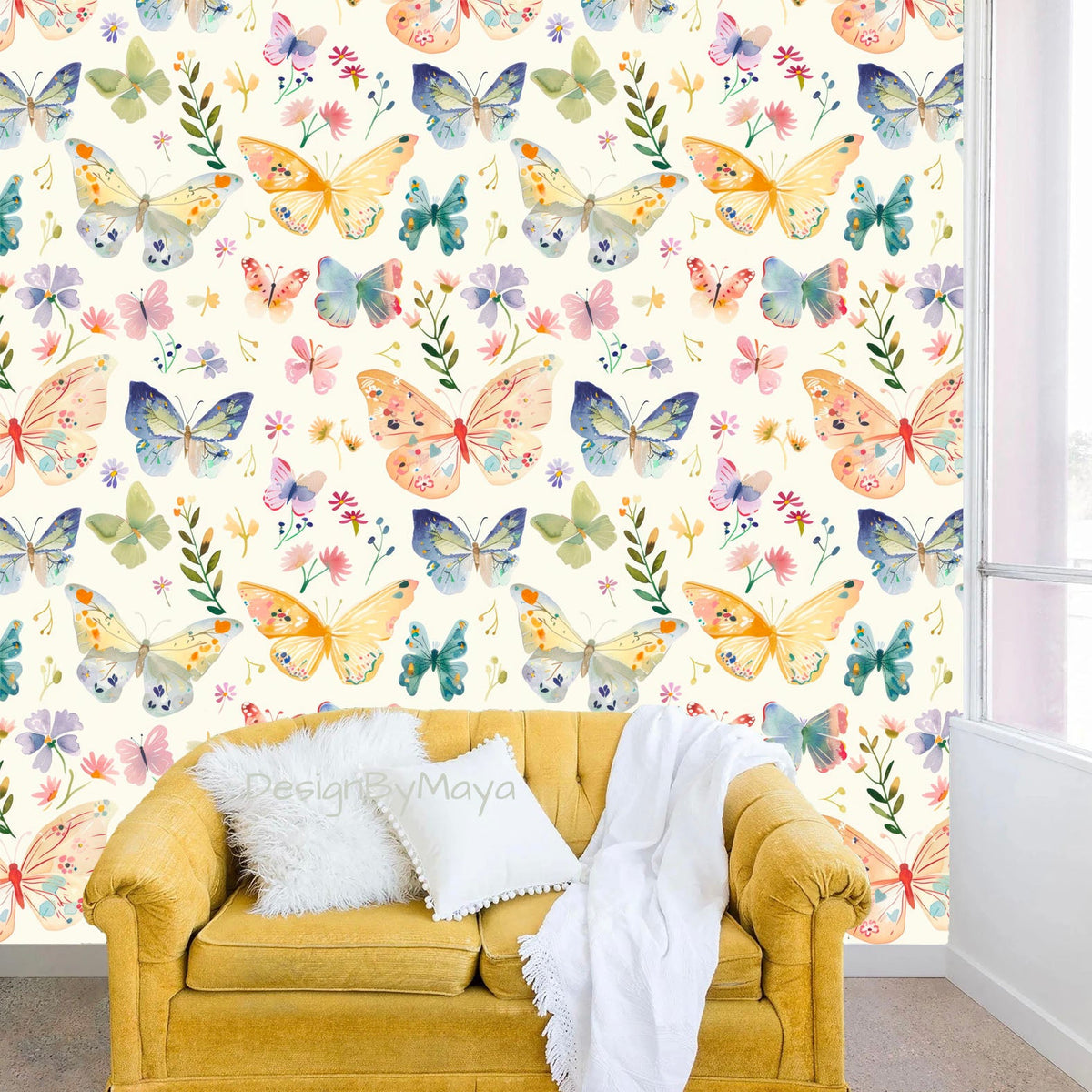 Rainbow Butterfly Wallpaper - Nursery Wall Decor Wallpapers