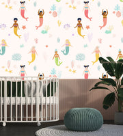 Mermaids And Ocean Foliage - Nursery Wall Decor Wallpapers