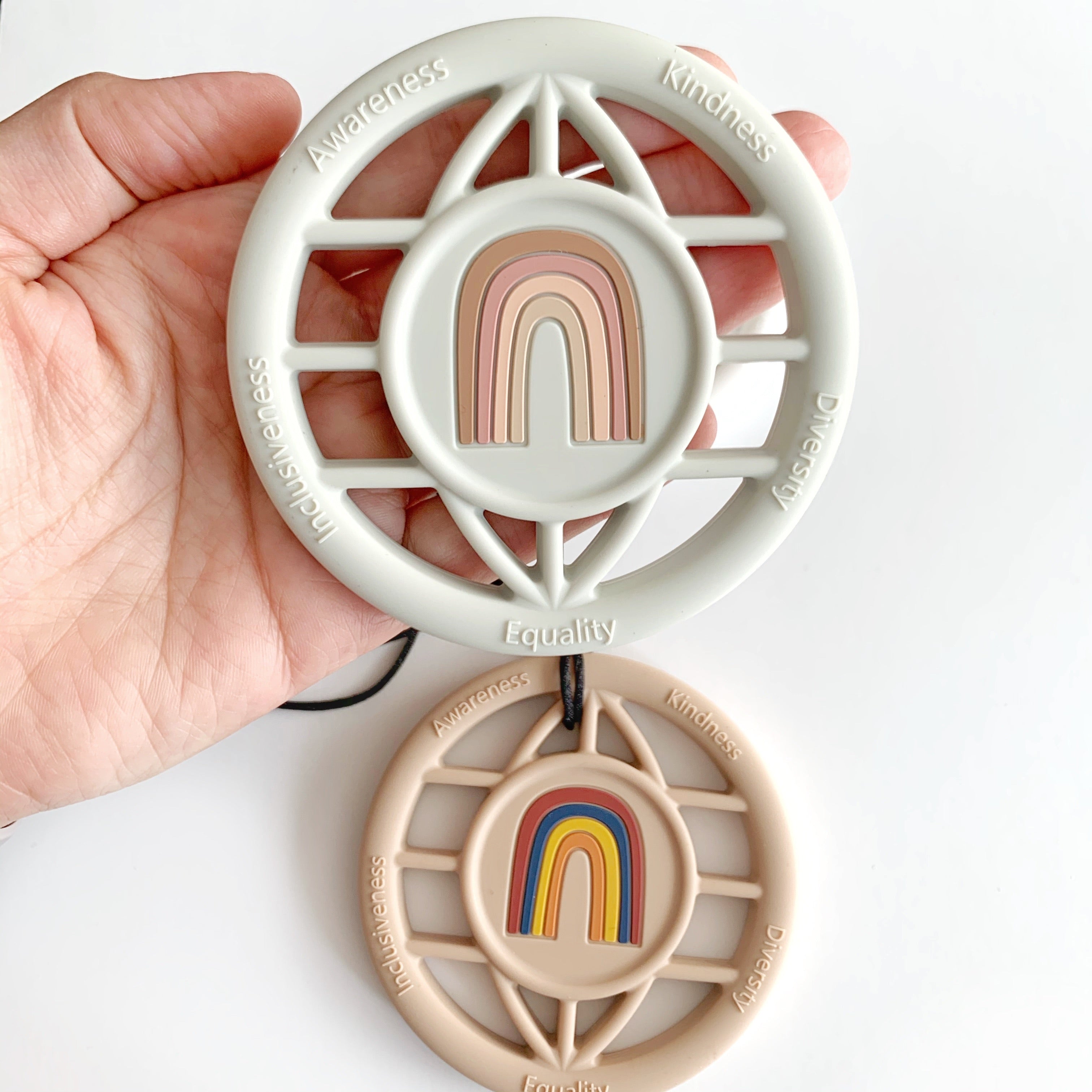 Rainbow World Teether Necklace | Bpa-free Chew Sensory Pendant