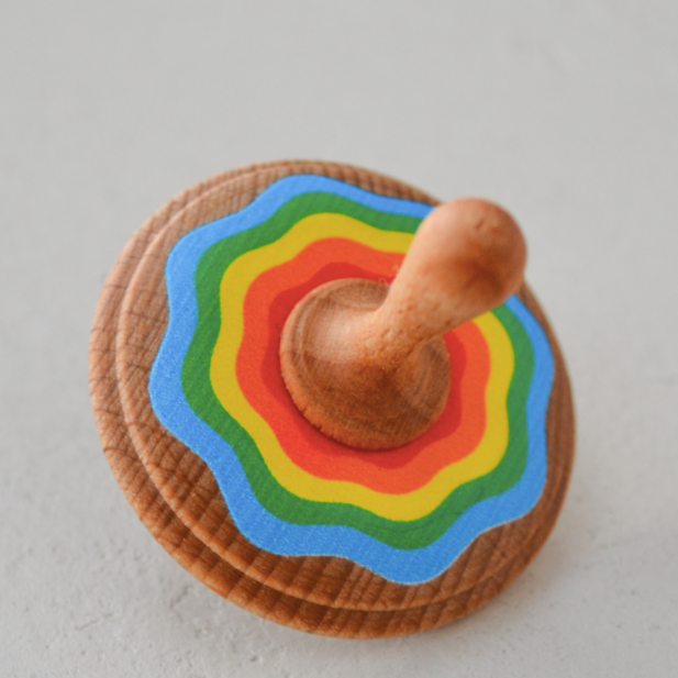 Wooden Spinning Top Toy Painted