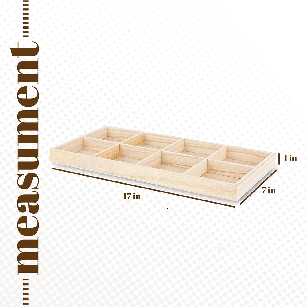 Rectangular Sectional Wooden Trays 4 Pack 7"x14"x1.25"