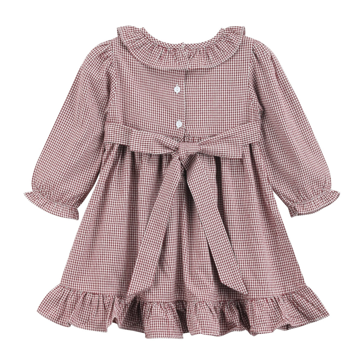 Red And Cream Gingham Farm Smocked Dress