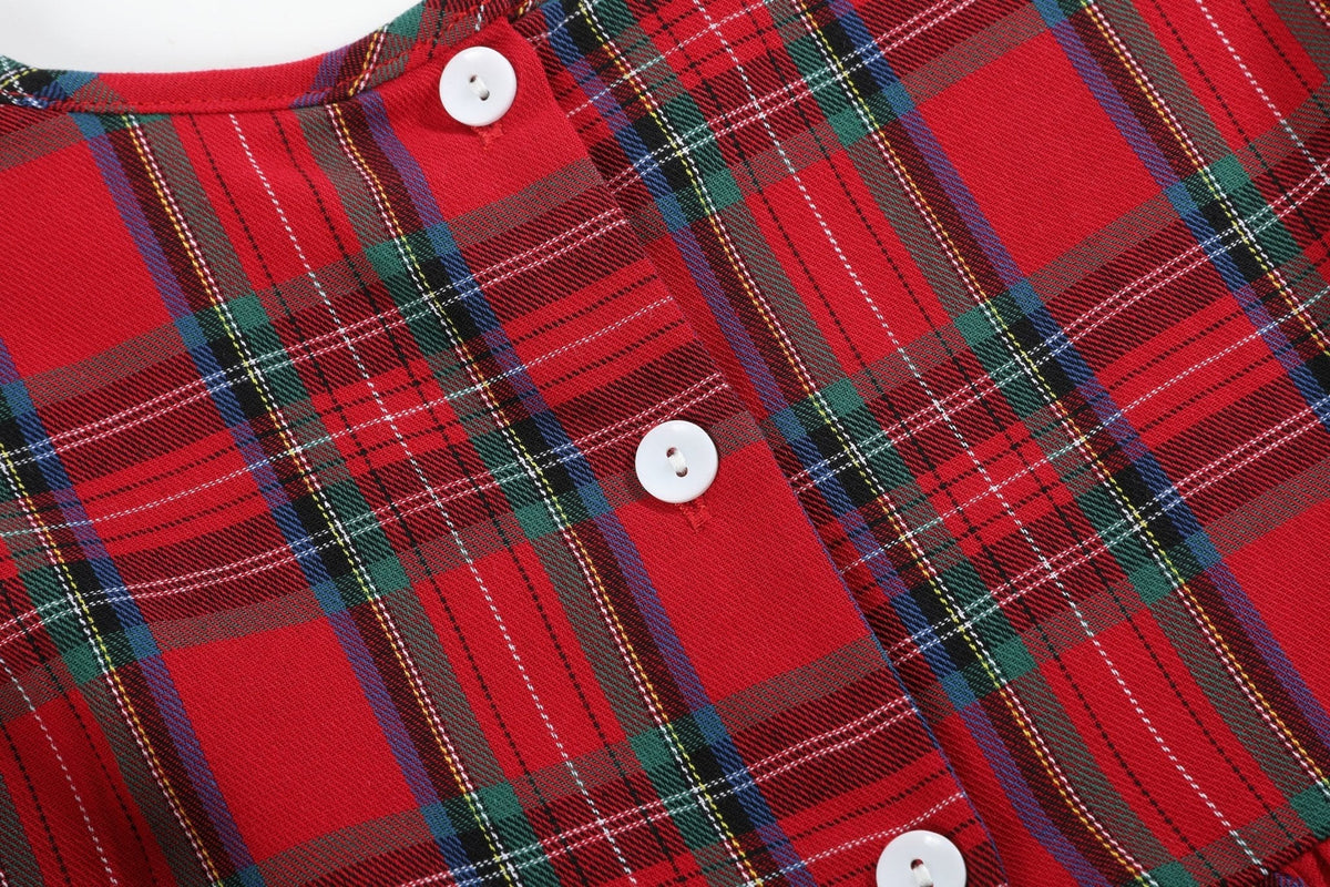 Red And Green Christmas Plaid Smocked Dress