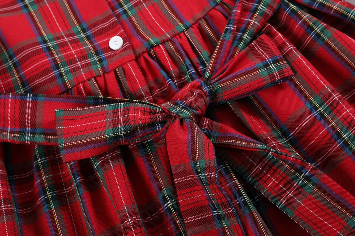 Red And Green Christmas Plaid Smocked Dress