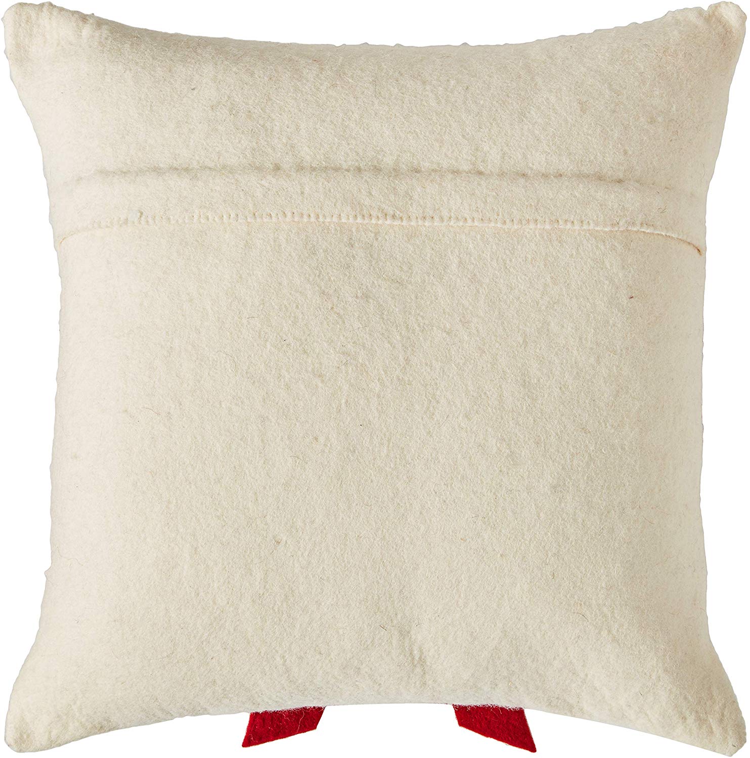 Red Bow On Cream - Christmas Pillow Cover In Hand Felted Wool - 20"