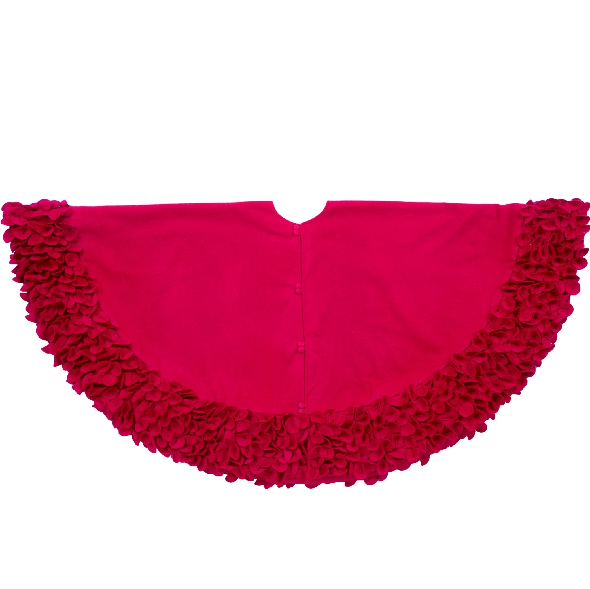 Red Calla Lily Flower Border Christmas Tree Skirt Wool - 60"