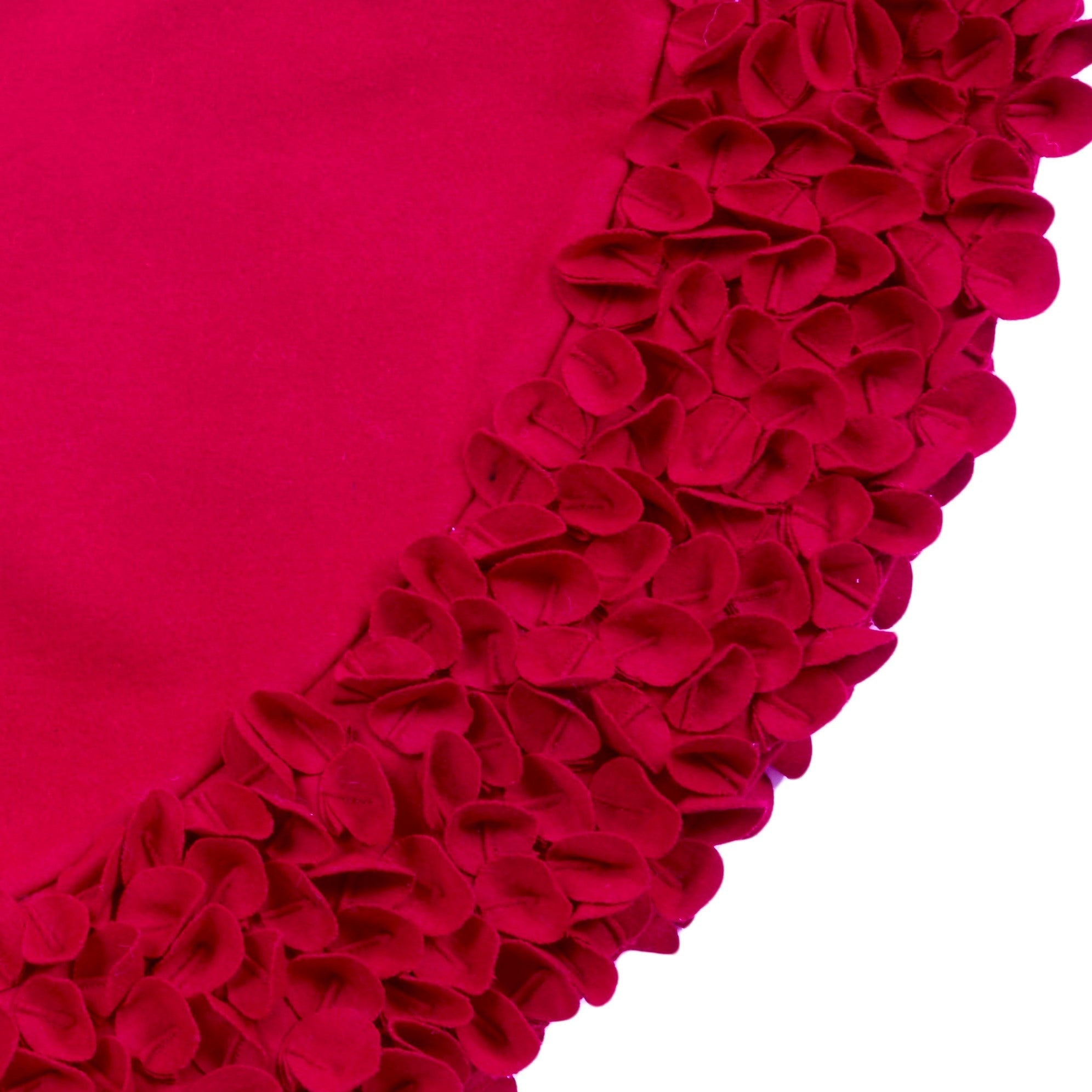 Red Calla Lily Flower Border Christmas Tree Skirt Wool - 60"