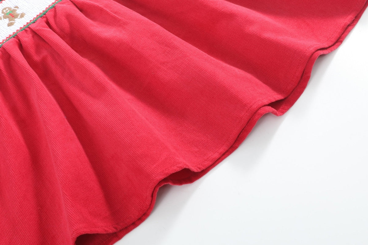 Red Corduroy Christmas Smocked Dress And Bloomers