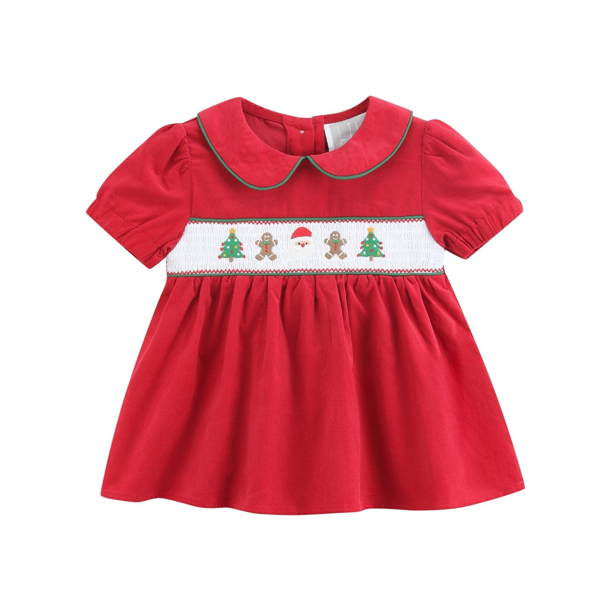 Red Corduroy Christmas Smocked Dress And Bloomers