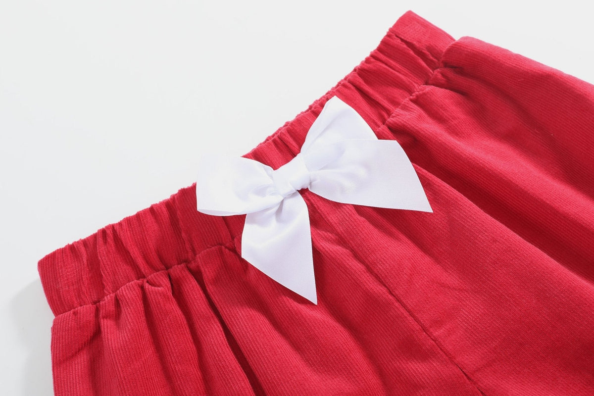 Red Corduroy Christmas Smocked Dress And Bloomers