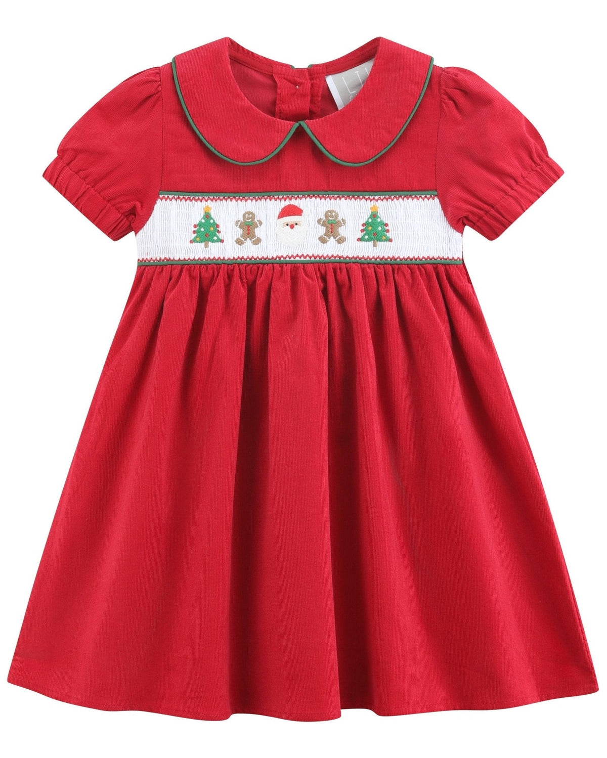 Red Corduroy Christmas Smocked Dress