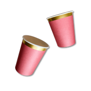 Red Cups With Gold Trim, 8 Pack
