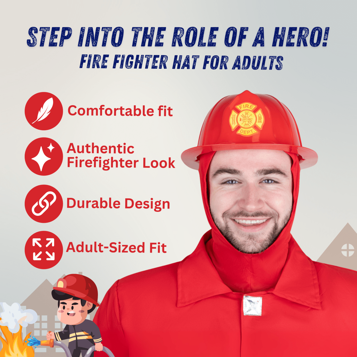 Red Firefighter Helmet - Adults