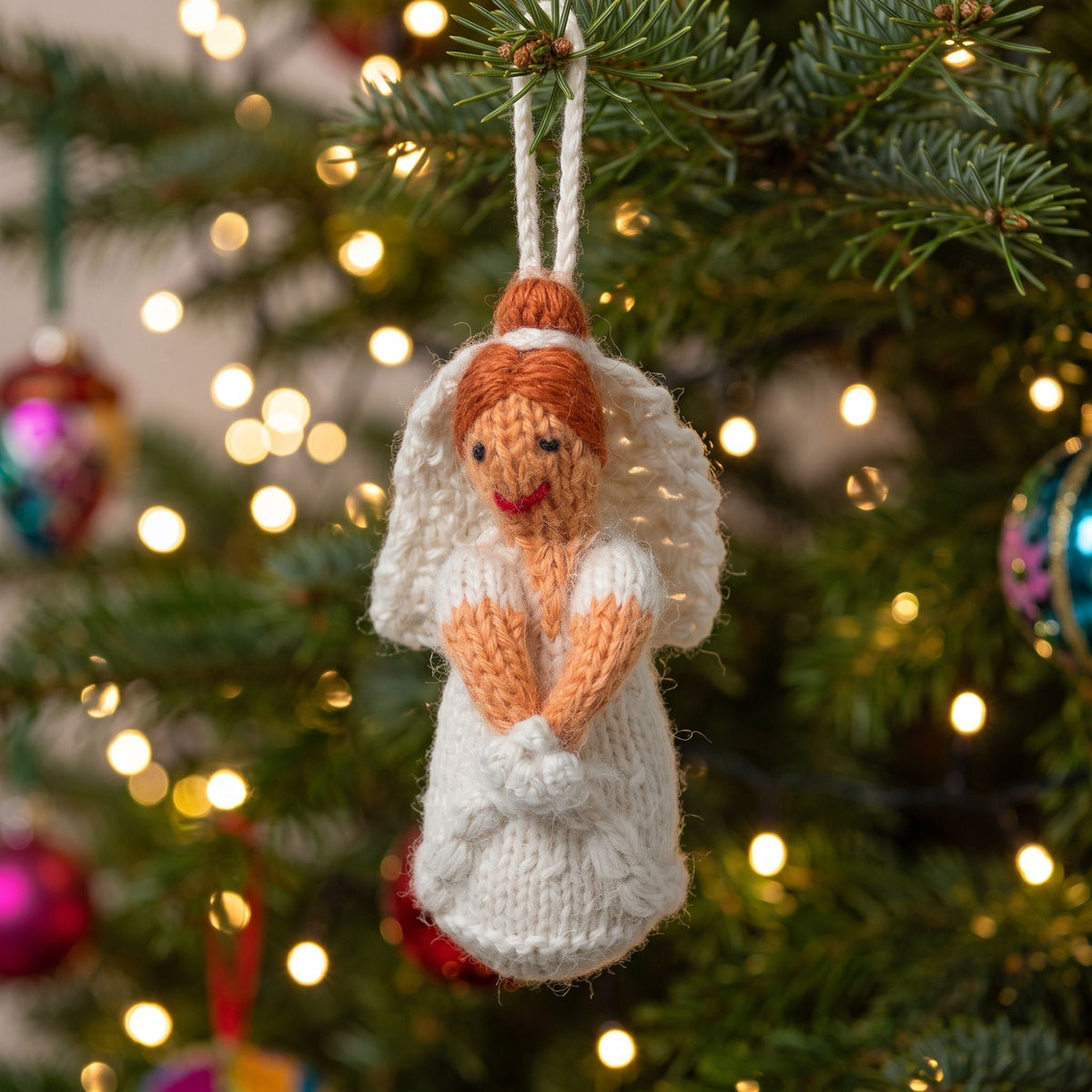 Red Head Bride Ornament Hand Knit Wedding Ornament