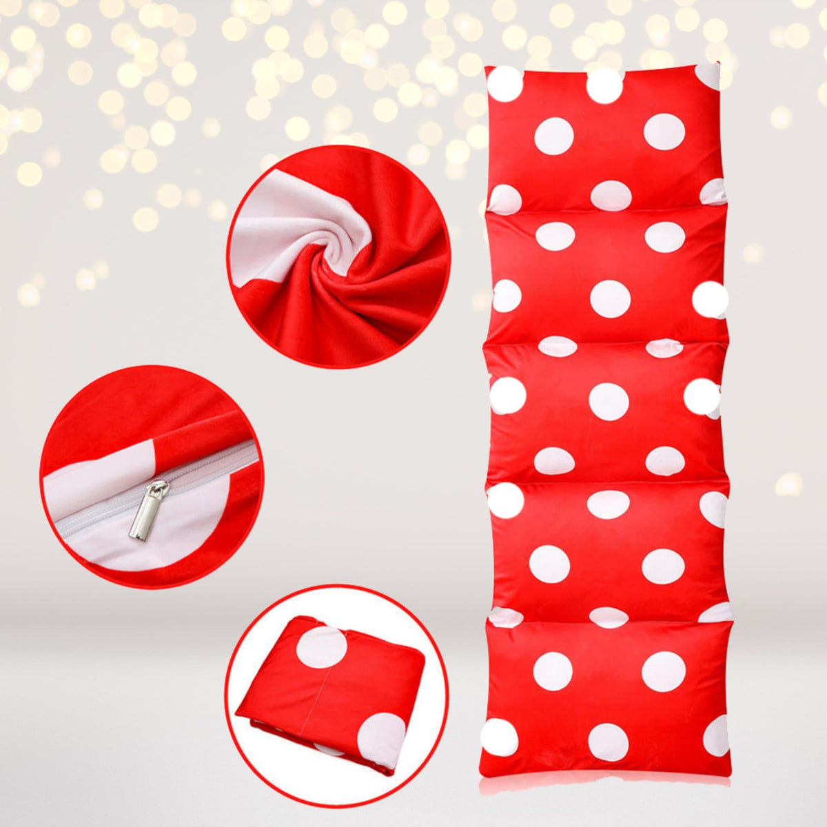 Red Polka Dot Pillow Bed Case, Caterpillar Floor Lounger